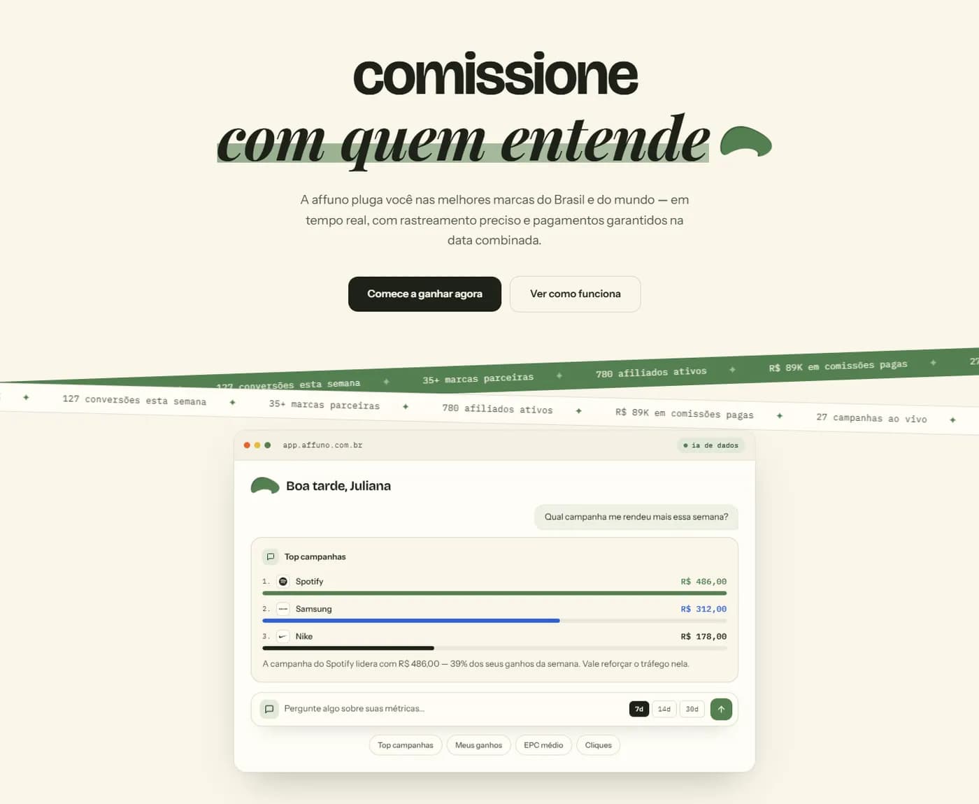 Home da Affuno no ar